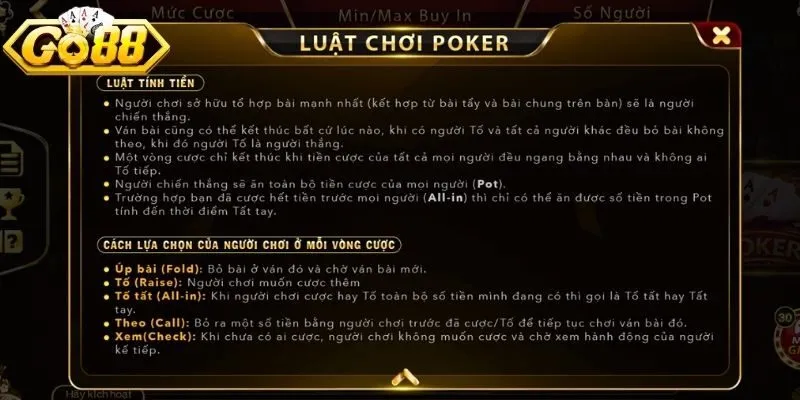 Người chơi có nhiều lựa chọn cược