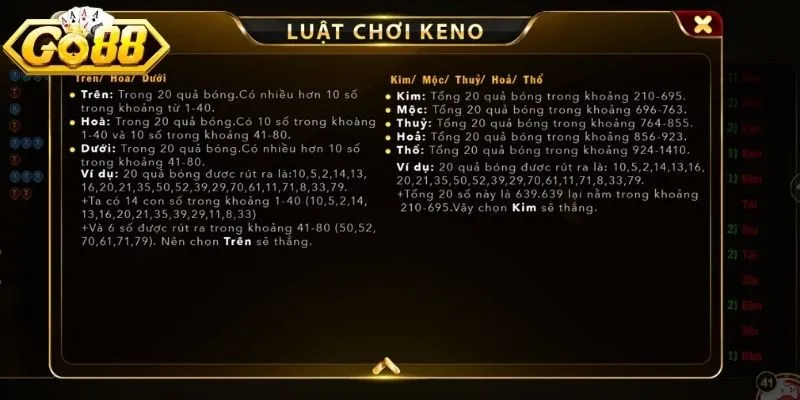 Luật chơi xổ số keno rất minh bạch